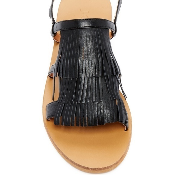 J. Crew Leather Fringe Sandal‎  Black Leather Size 7 - Picture 4 of 8